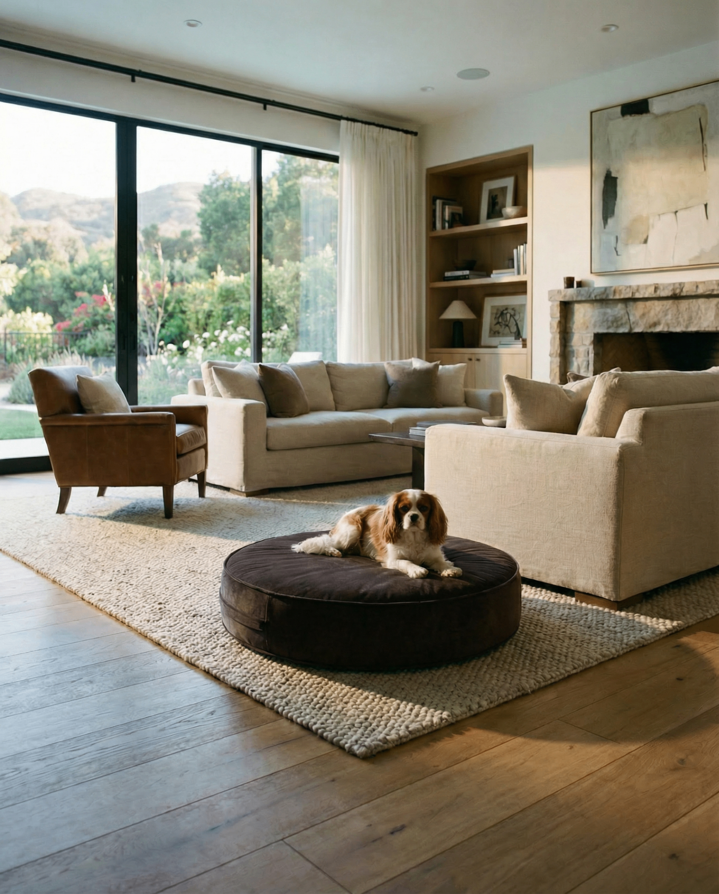 The Circle — Round Ottoman Dog Bed | High-Density Foam, Waterproof Lined, Washable