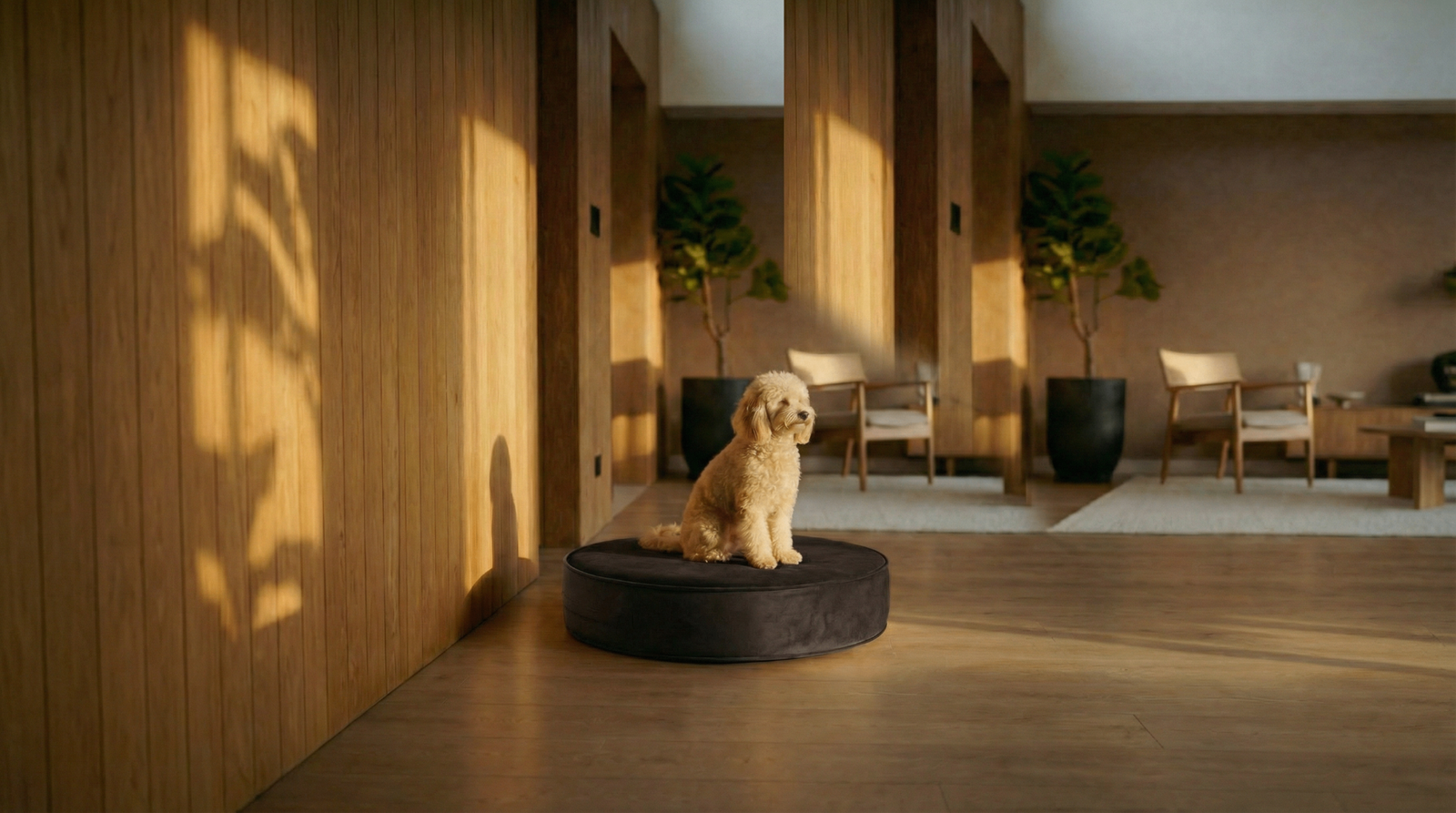 The Circle — Round Ottoman Dog Bed | High-Density Foam, Waterproof Lined, Washable