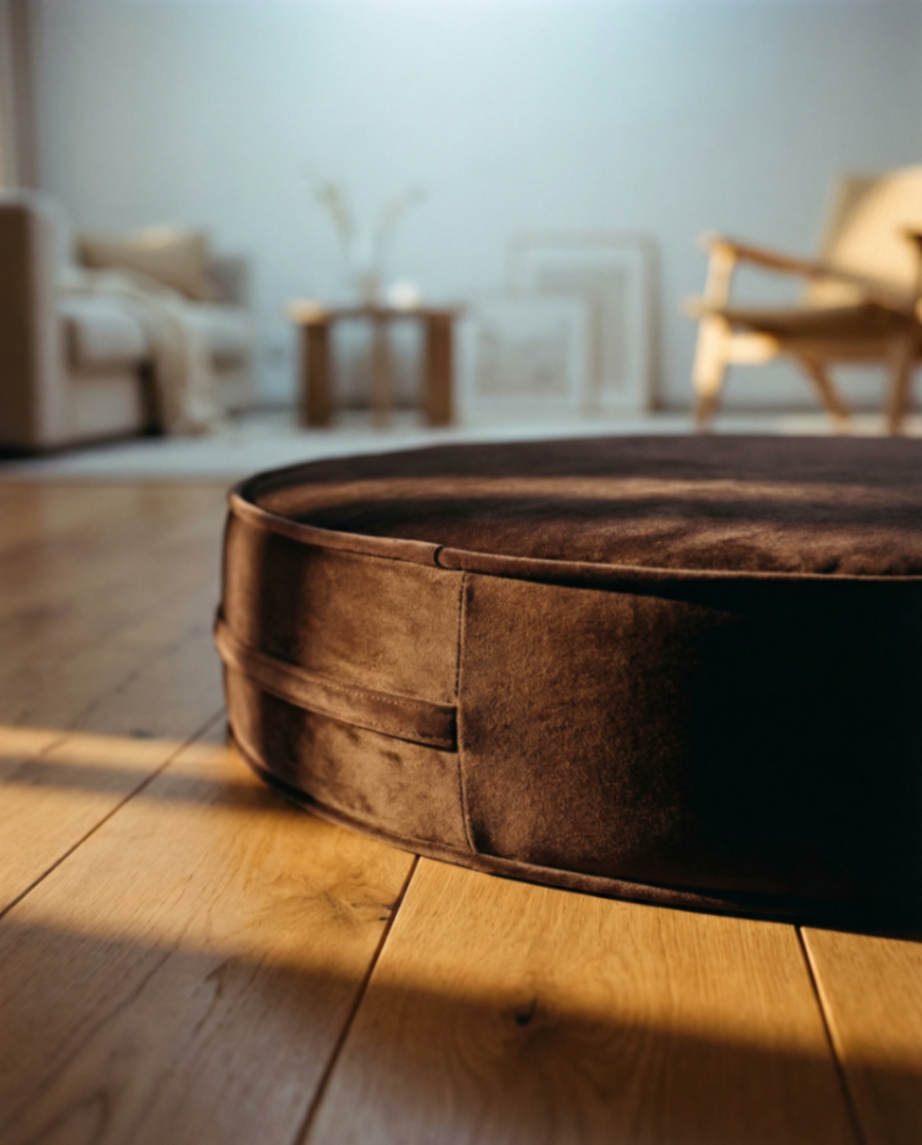 The Circle — Round Ottoman Dog Bed | High-Density Foam, Waterproof Lined, Washable